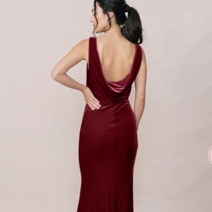 REVELRY Elegant Burgundy Evening Gown